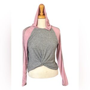 Brushed Rib Twist Front Hoodie